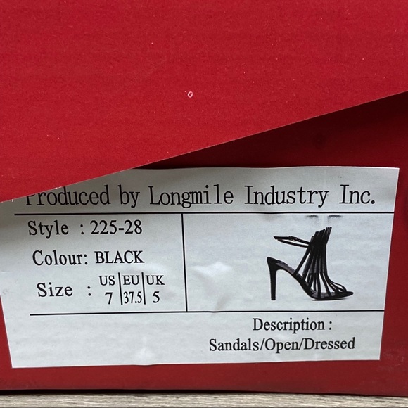 NEW Black Fringe Open Toe Stiletto Heels - Picture 7 of 9